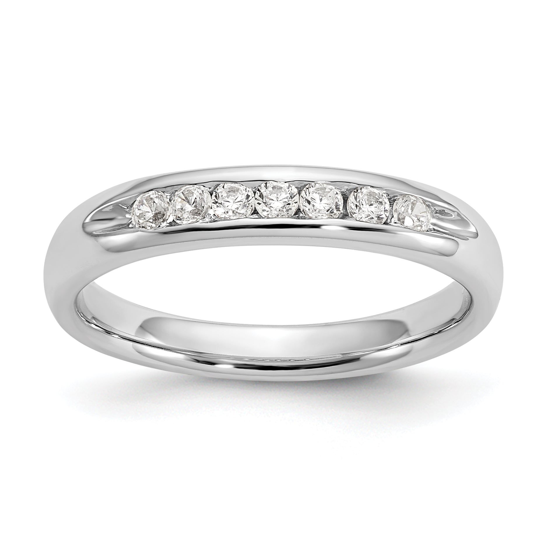0.20ct. CZ Solid Real 14K White Gold 7-Stone Channel Wedding Band Ring