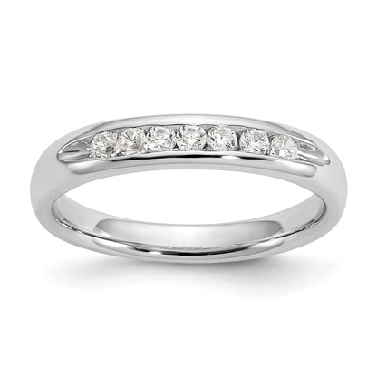 0.20ct. CZ Solid Real 14K White Gold 7-Stone Channel Wedding Band Ring
