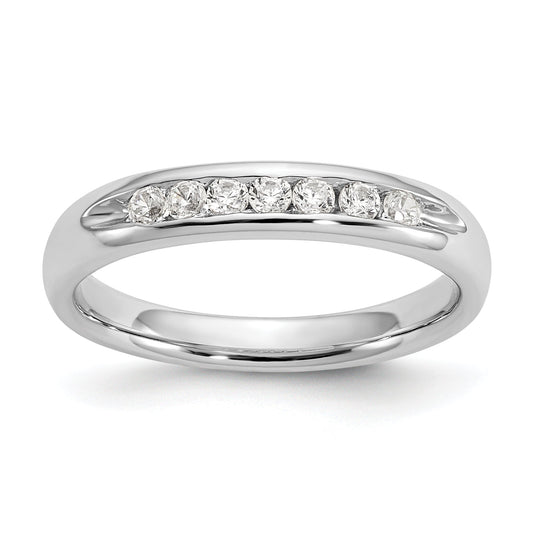 0.20ct. CZ Solid Real 14K White Gold 7-Stone Channel Wedding Band Ring