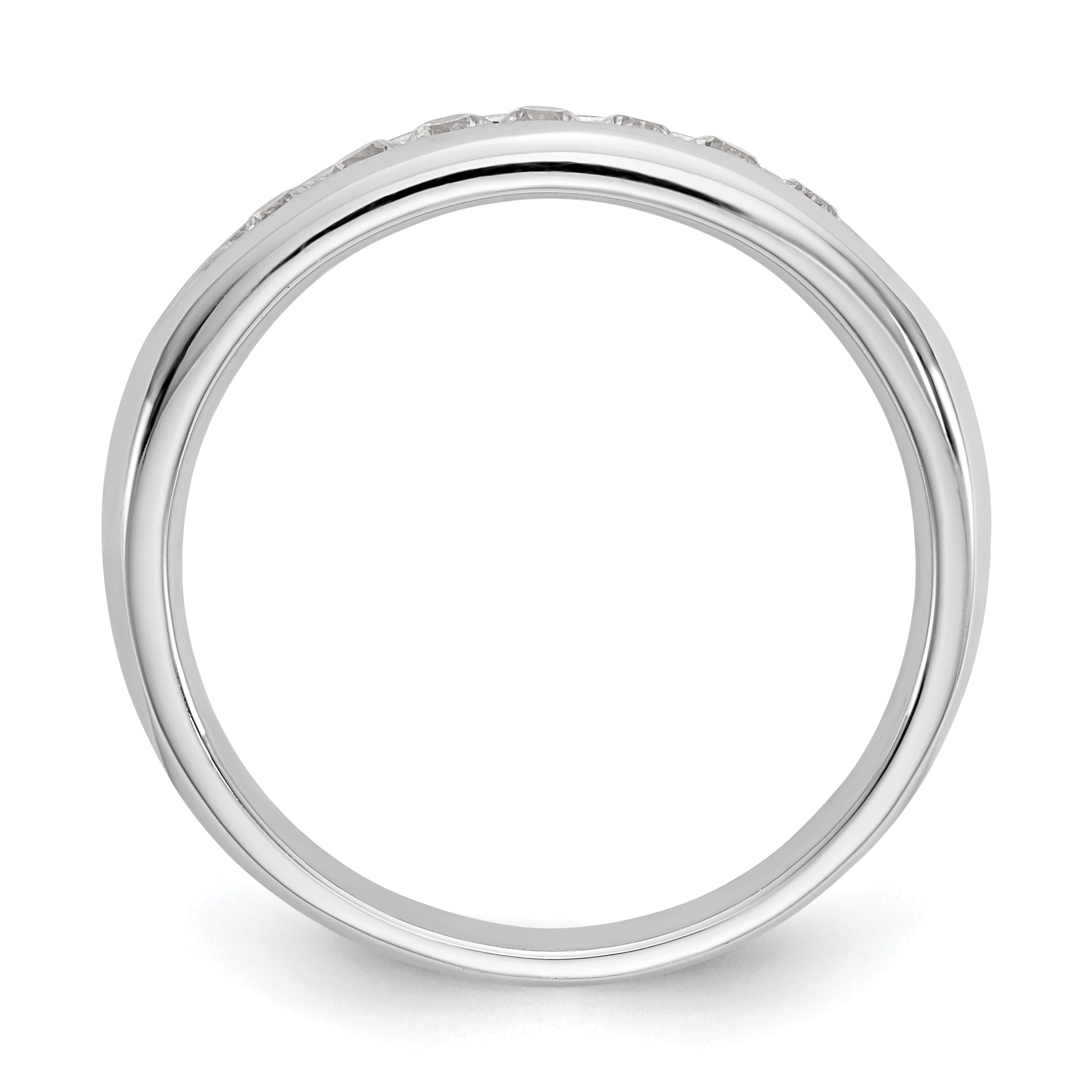 0.27ct. CZ Solid Real 14K White Gold 7-Stone Channel Wedding Band Ring