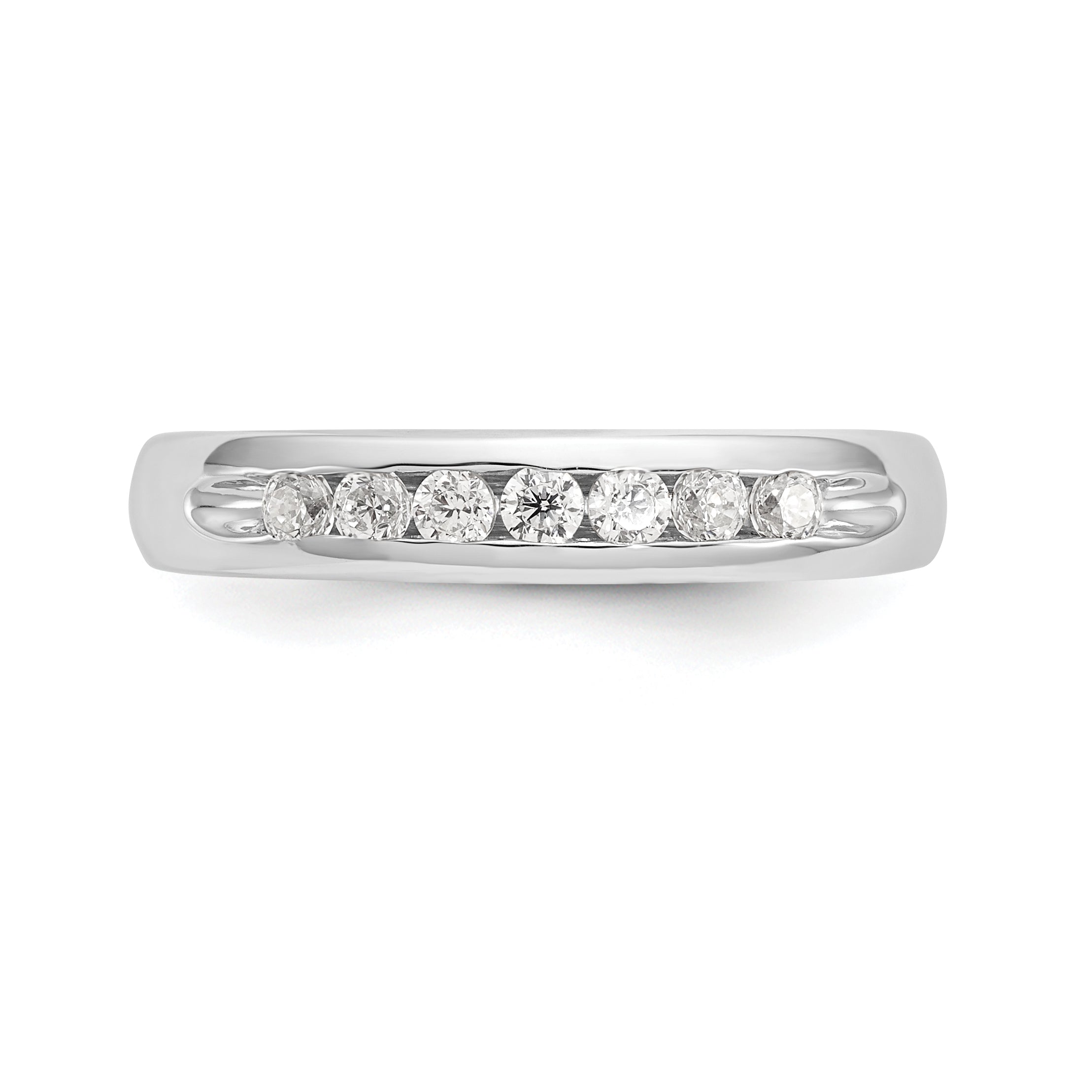 0.27ct. CZ Solid Real 14K White Gold 7-Stone Channel Wedding Band Ring