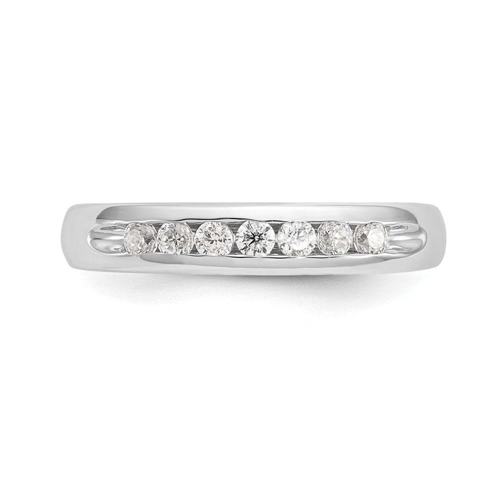 14K White Gold 7-Stone Real Diamond Channel Band