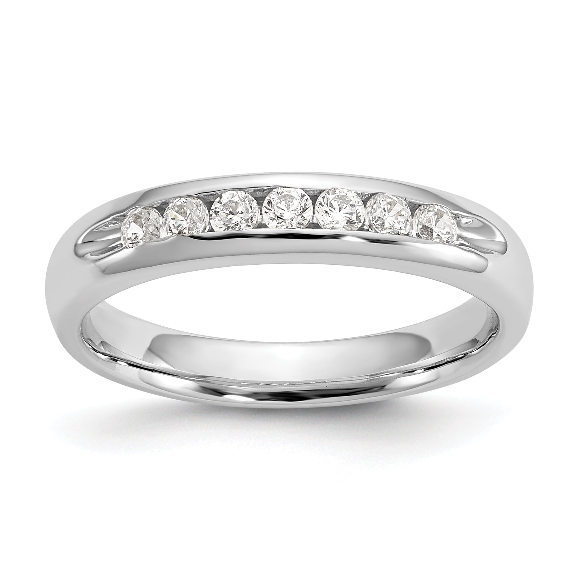 0.27ct. CZ Solid Real 14K White Gold 7-Stone Channel Wedding Band Ring