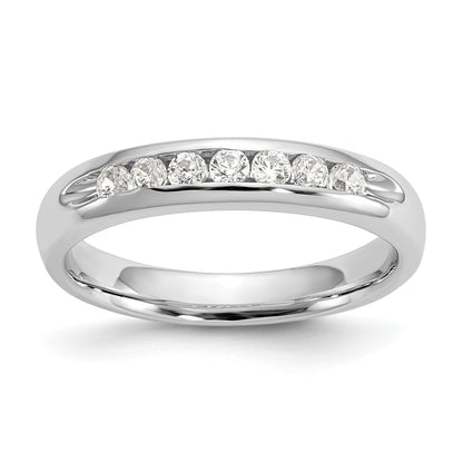 0.27ct. CZ Solid Real 14K White Gold 7-Stone Channel Wedding Band Ring