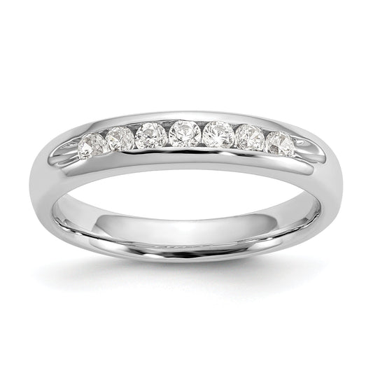 0.27ct. CZ Solid Real 14K White Gold 7-Stone Channel Wedding Band Ring