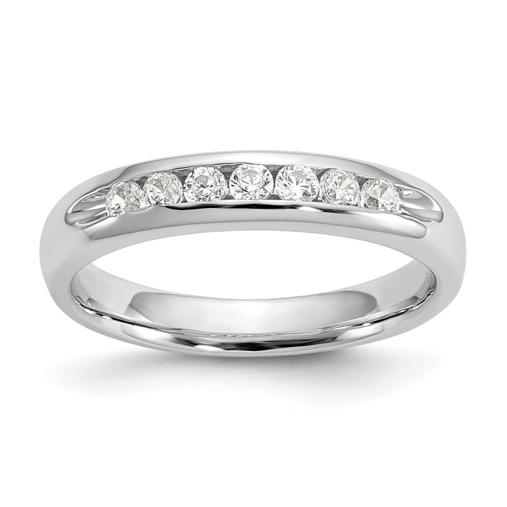 14K White Gold 7-Stone Real Diamond Channel Band