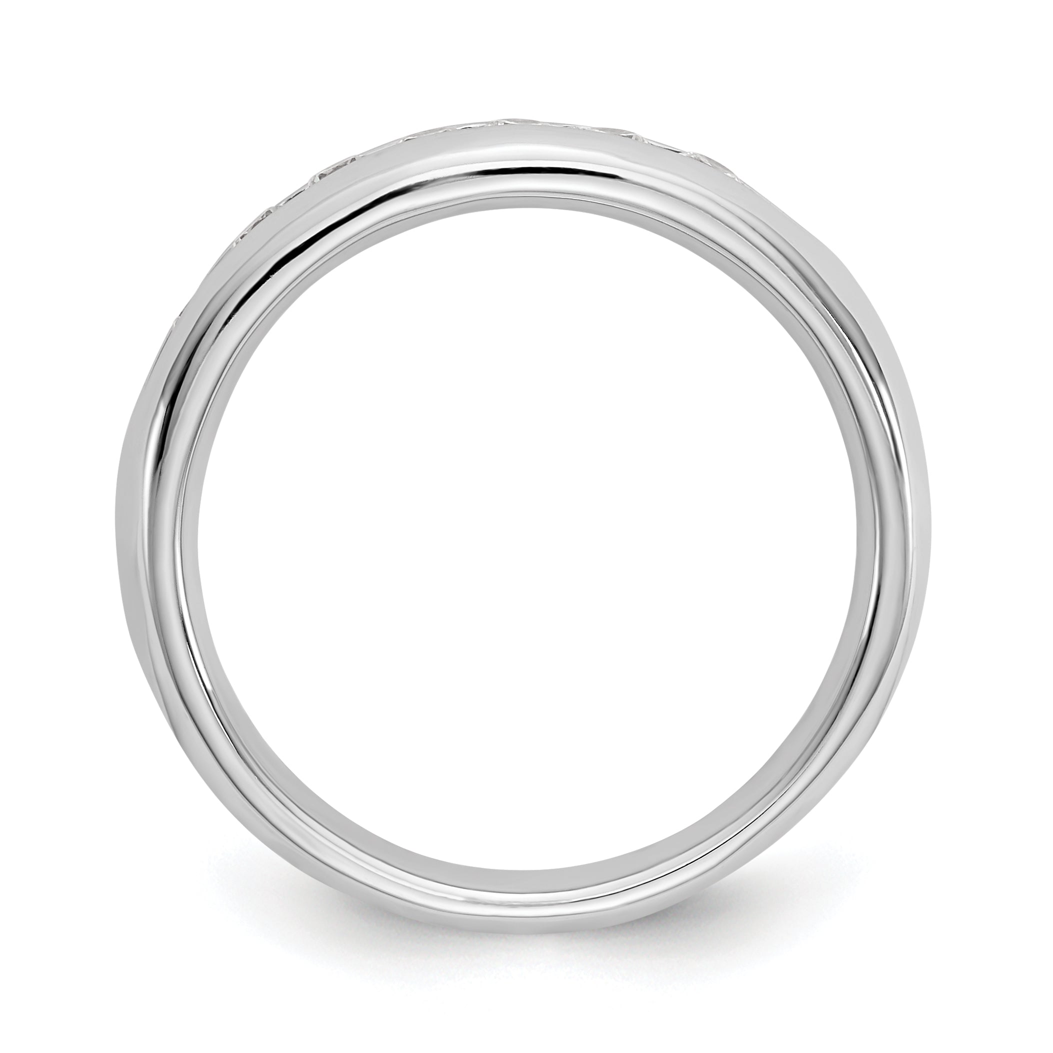 0.32ct. CZ Solid Real 14K White Gold 7-Stone Channel Wedding Band Ring
