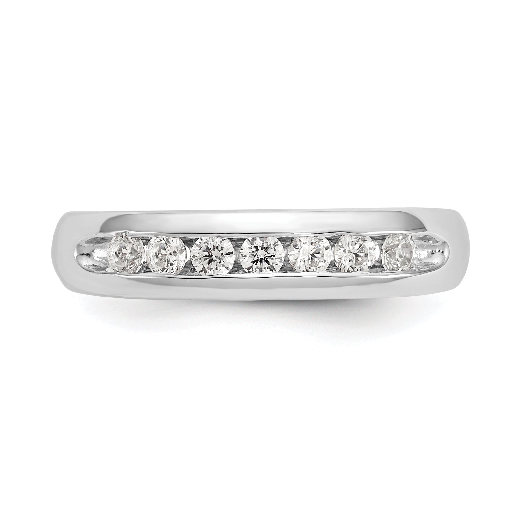 0.32ct. CZ Solid Real 14K White Gold 7-Stone Channel Wedding Band Ring
