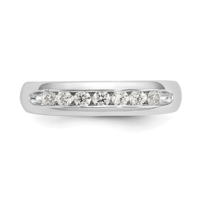 0.32ct. CZ Solid Real 14K White Gold 7-Stone Channel Wedding Band Ring