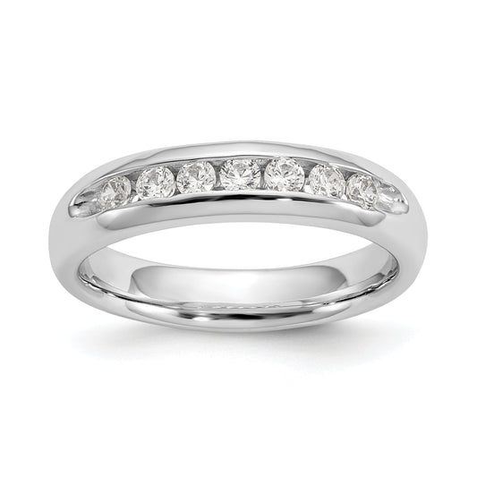 0.32ct. CZ Solid Real 14K White Gold 7-Stone Channel Wedding Band Ring
