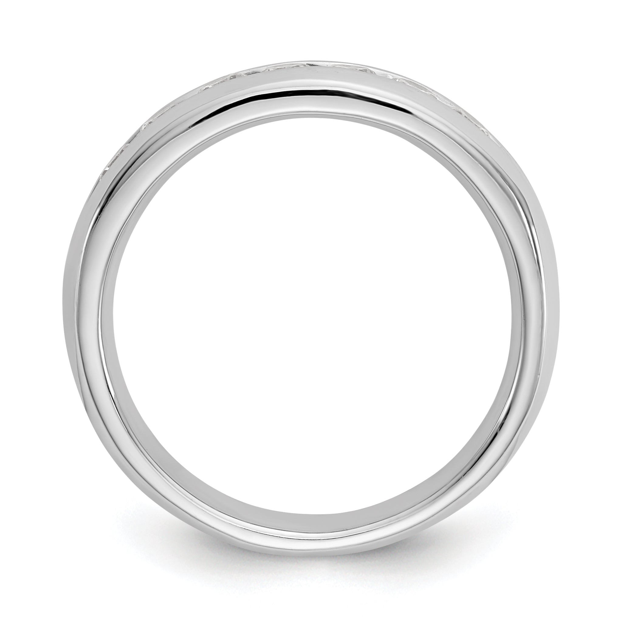0.49ct. CZ Solid Real 14K White Gold 7-Stone Channel Wedding Band Ring