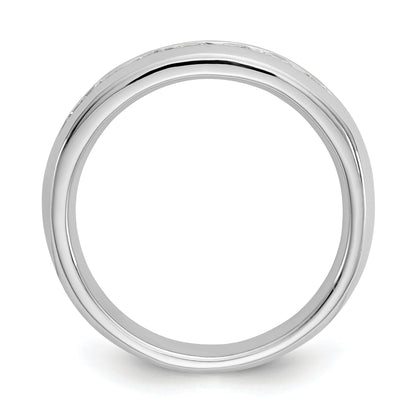 0.49ct. CZ Solid Real 14K White Gold 7-Stone Channel Wedding Band Ring