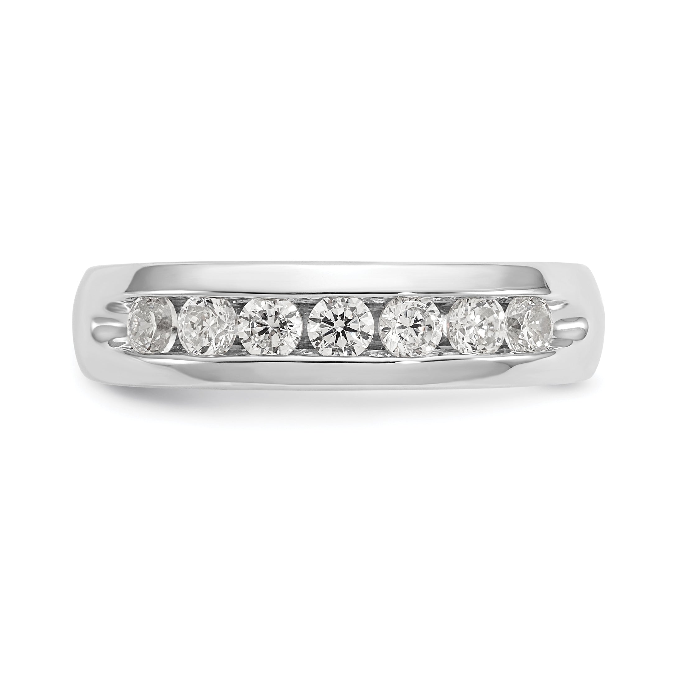 0.49ct. CZ Solid Real 14K White Gold 7-Stone Channel Wedding Band Ring