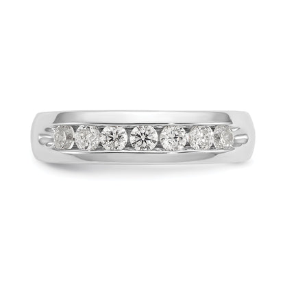 0.49ct. CZ Solid Real 14K White Gold 7-Stone Channel Wedding Band Ring
