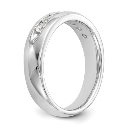 0.49ct. CZ Solid Real 14K White Gold 7-Stone Channel Wedding Band Ring