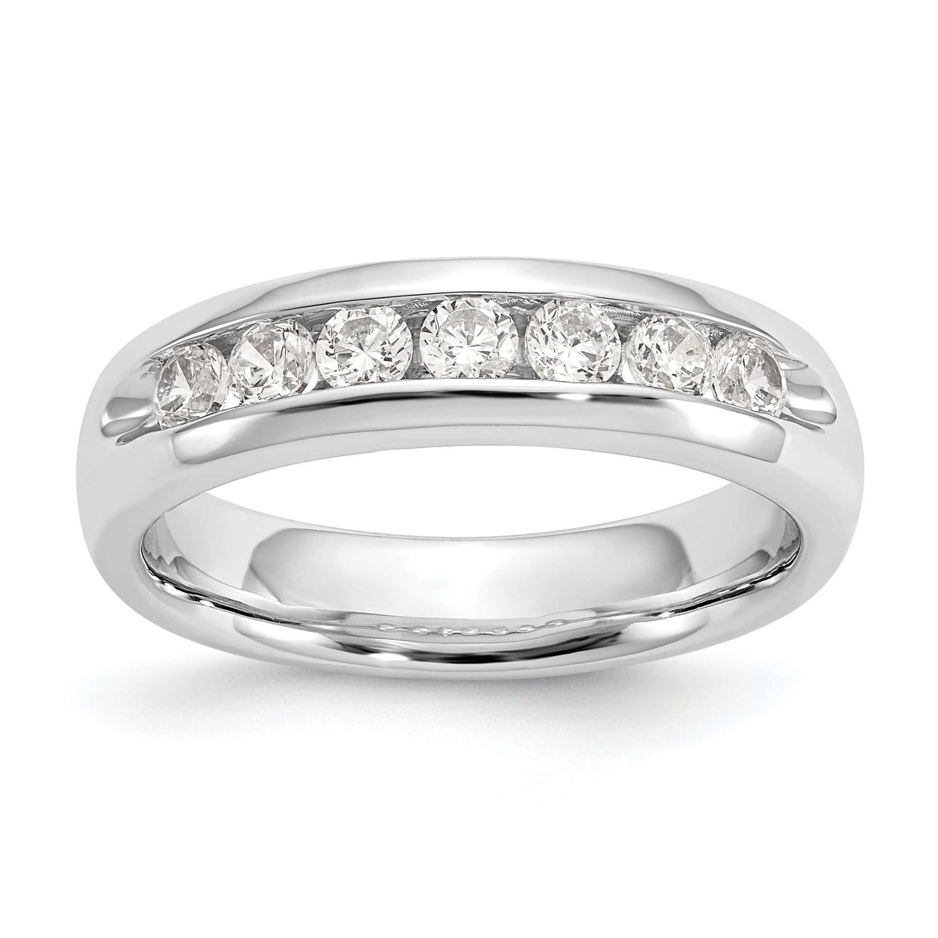 0.49ct. CZ Solid Real 14K White Gold 7-Stone Channel Wedding Band Ring