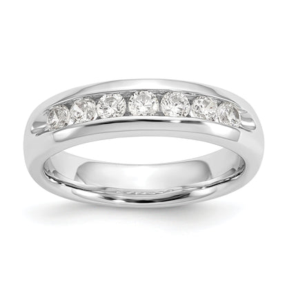 0.49ct. CZ Solid Real 14K White Gold 7-Stone Channel Wedding Band Ring