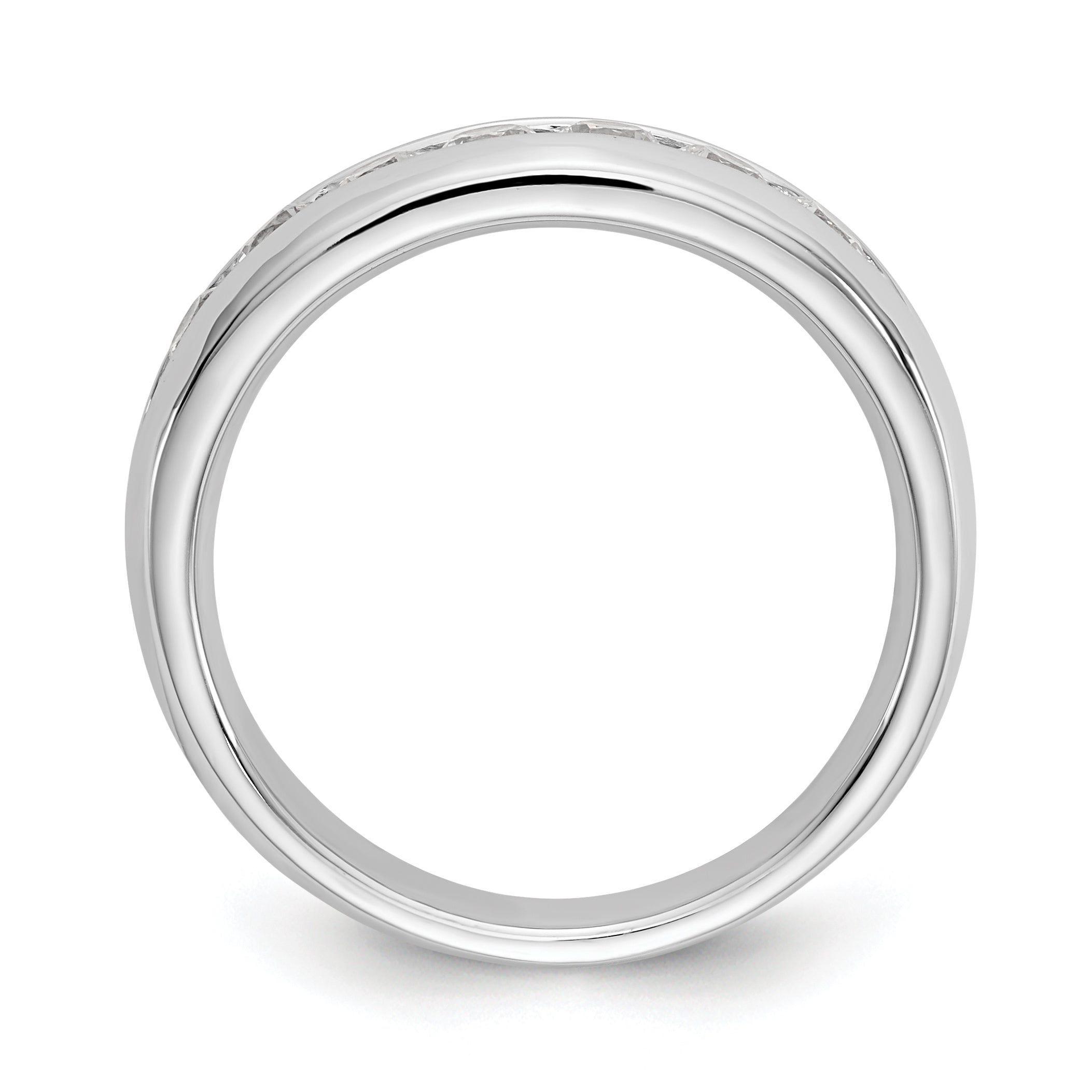 0.65ct. CZ Solid Real 14K White Gold 7-Stone Channel Wedding Band Ring