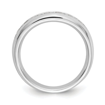 0.65ct. CZ Solid Real 14K White Gold 7-Stone Channel Wedding Band Ring