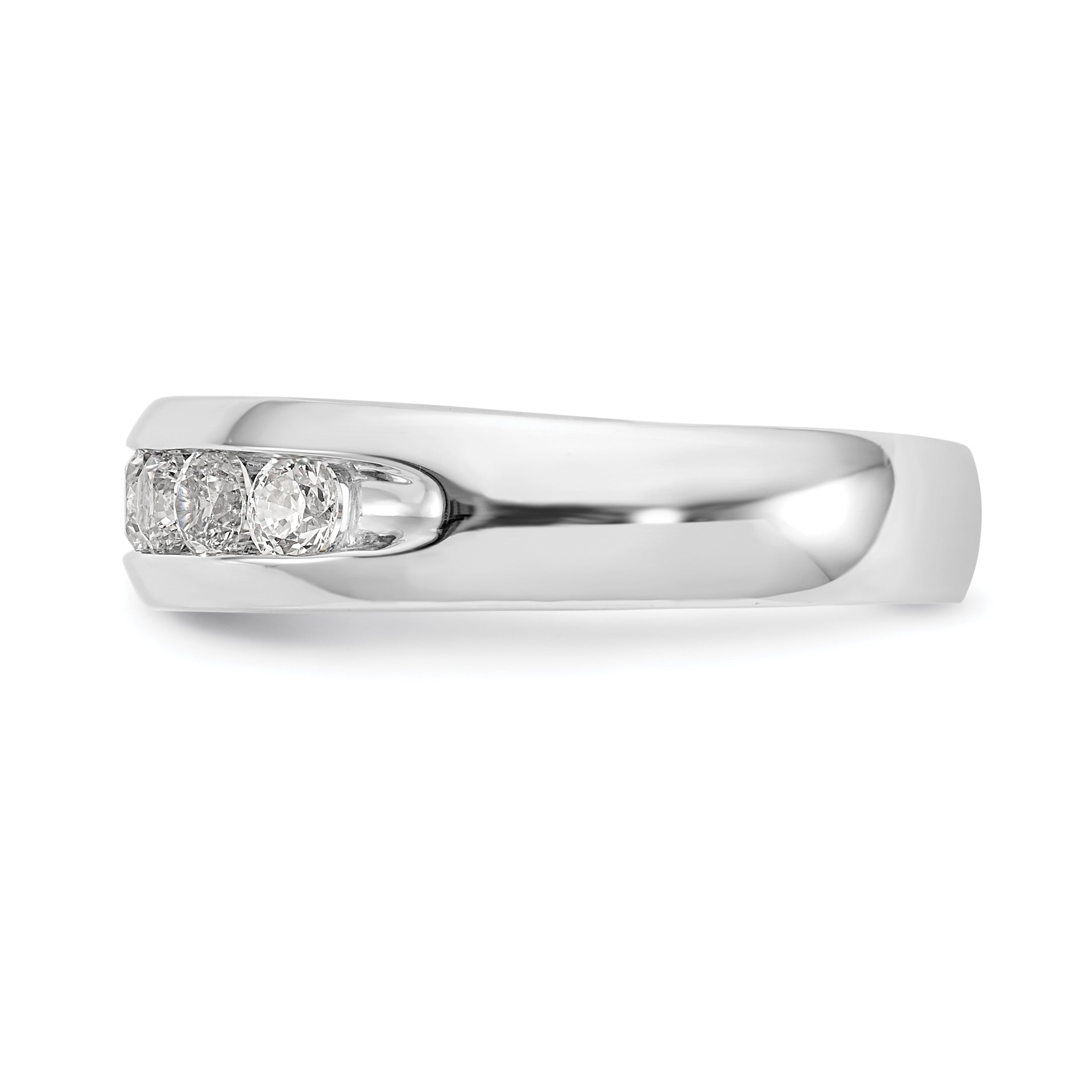 0.65ct. CZ Solid Real 14K White Gold 7-Stone Channel Wedding Band Ring