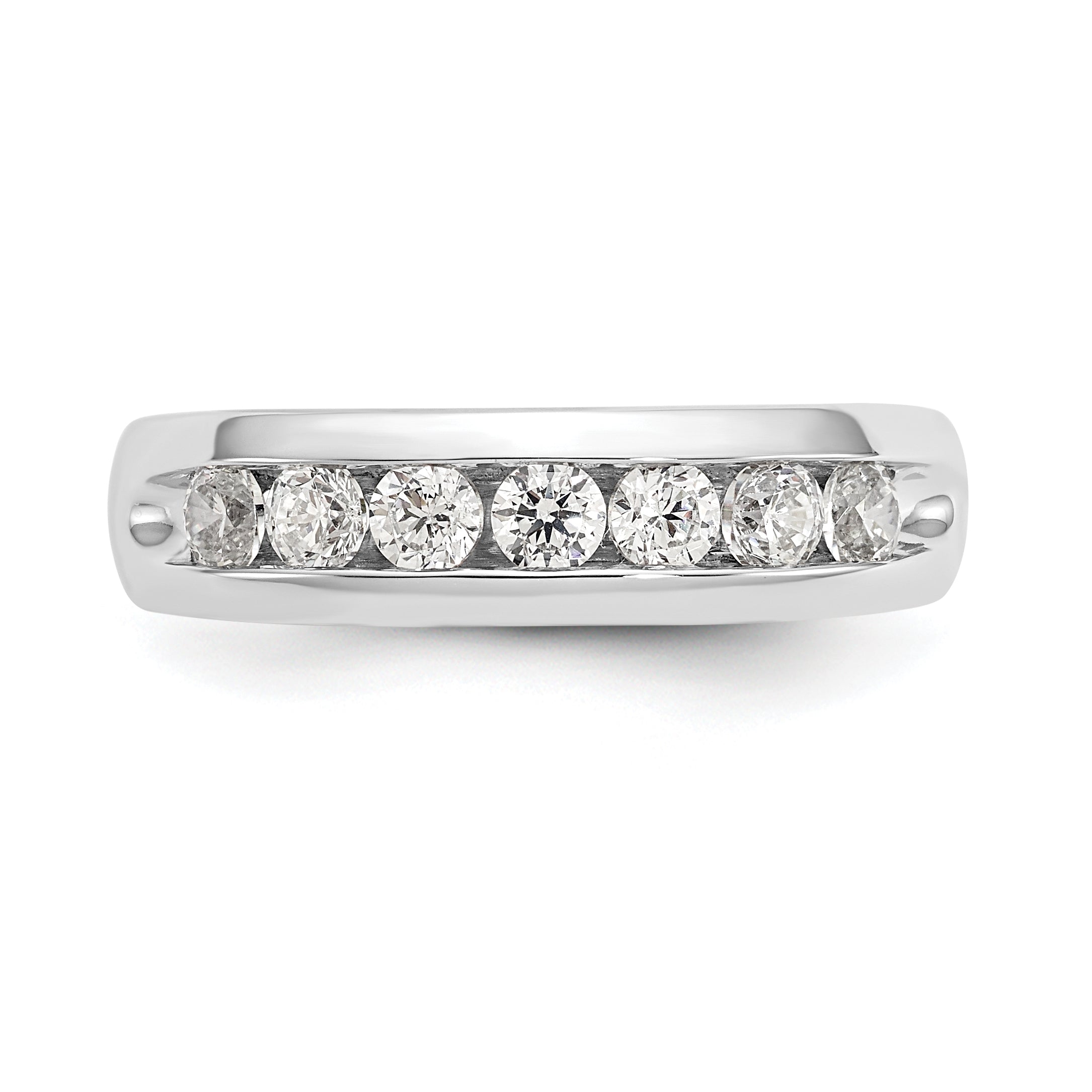 0.65ct. CZ Solid Real 14K White Gold 7-Stone Channel Wedding Band Ring