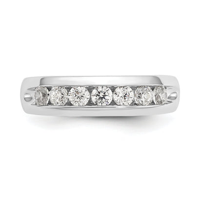0.65ct. CZ Solid Real 14K White Gold 7-Stone Channel Wedding Band Ring