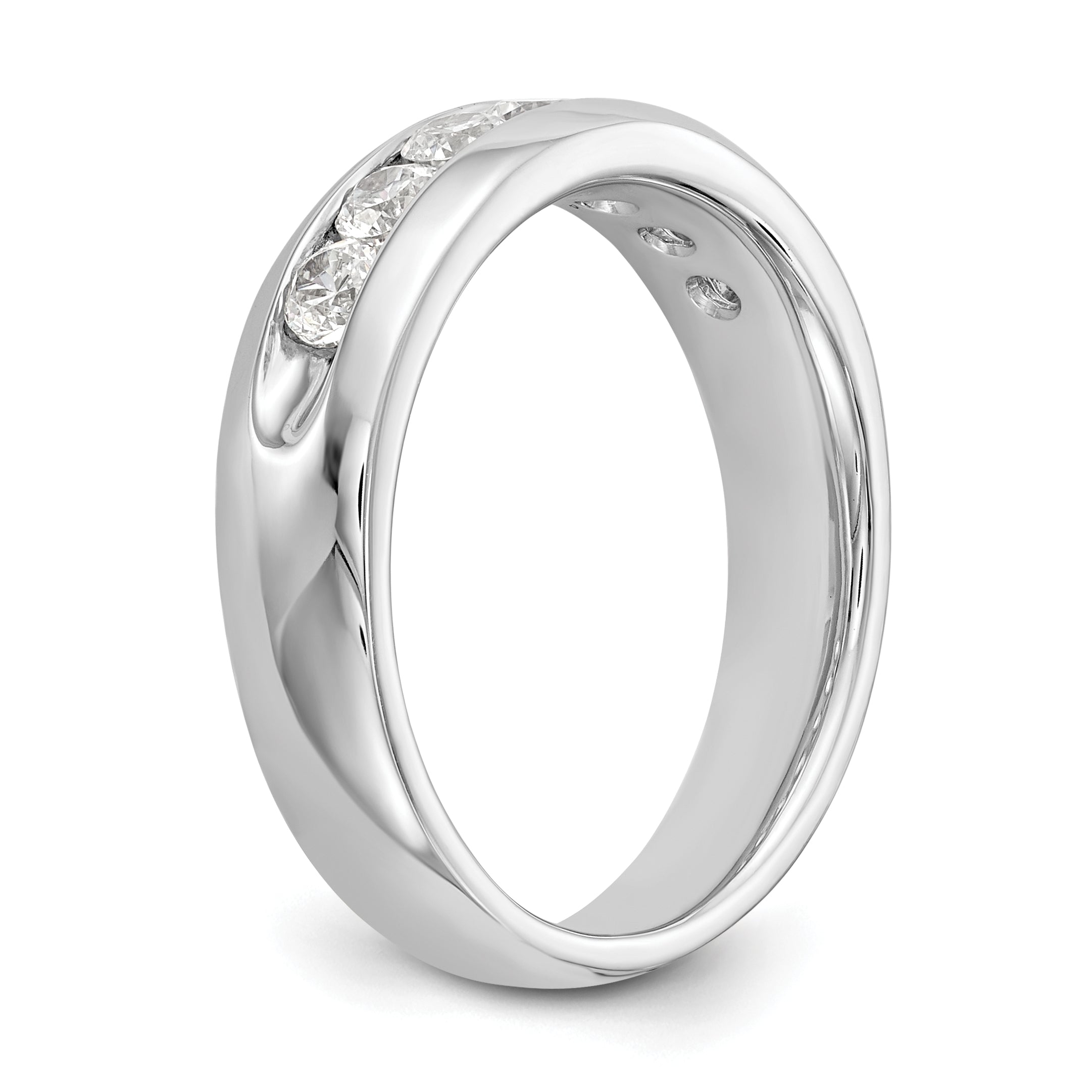 0.65ct. CZ Solid Real 14K White Gold 7-Stone Channel Wedding Band Ring