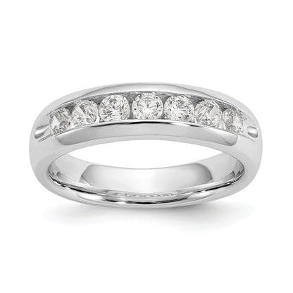 0.65ct. CZ Solid Real 14K White Gold 7-Stone Channel Wedding Band Ring