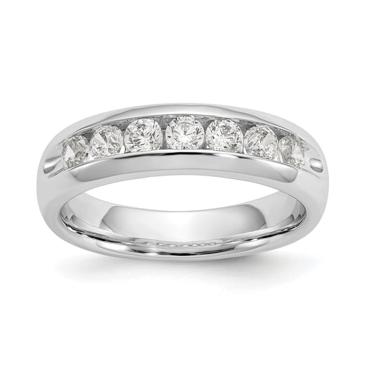 0.65ct. CZ Solid Real 14K White Gold 7-Stone Channel Wedding Band Ring
