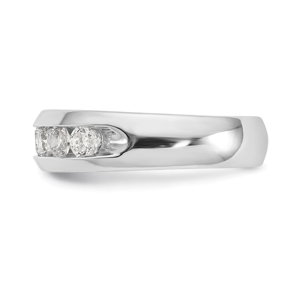 14K White Gold 7-Stone Real Diamond Channel Band