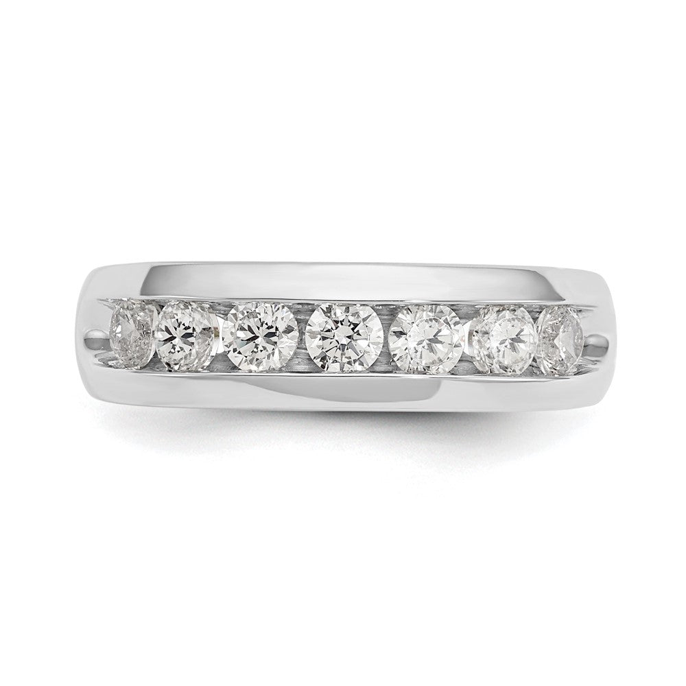 14K White Gold 7-Stone Real Diamond Channel Band
