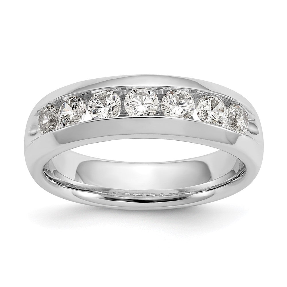 14K White Gold 7-Stone Real Diamond Channel Band
