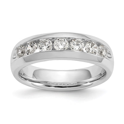 14K White Gold 7-Stone Real Diamond Channel Band
