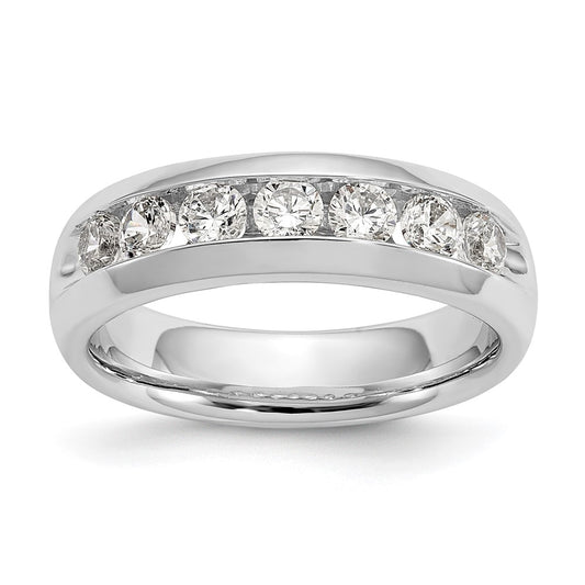 14K White Gold 7-Stone Real Diamond Channel Band