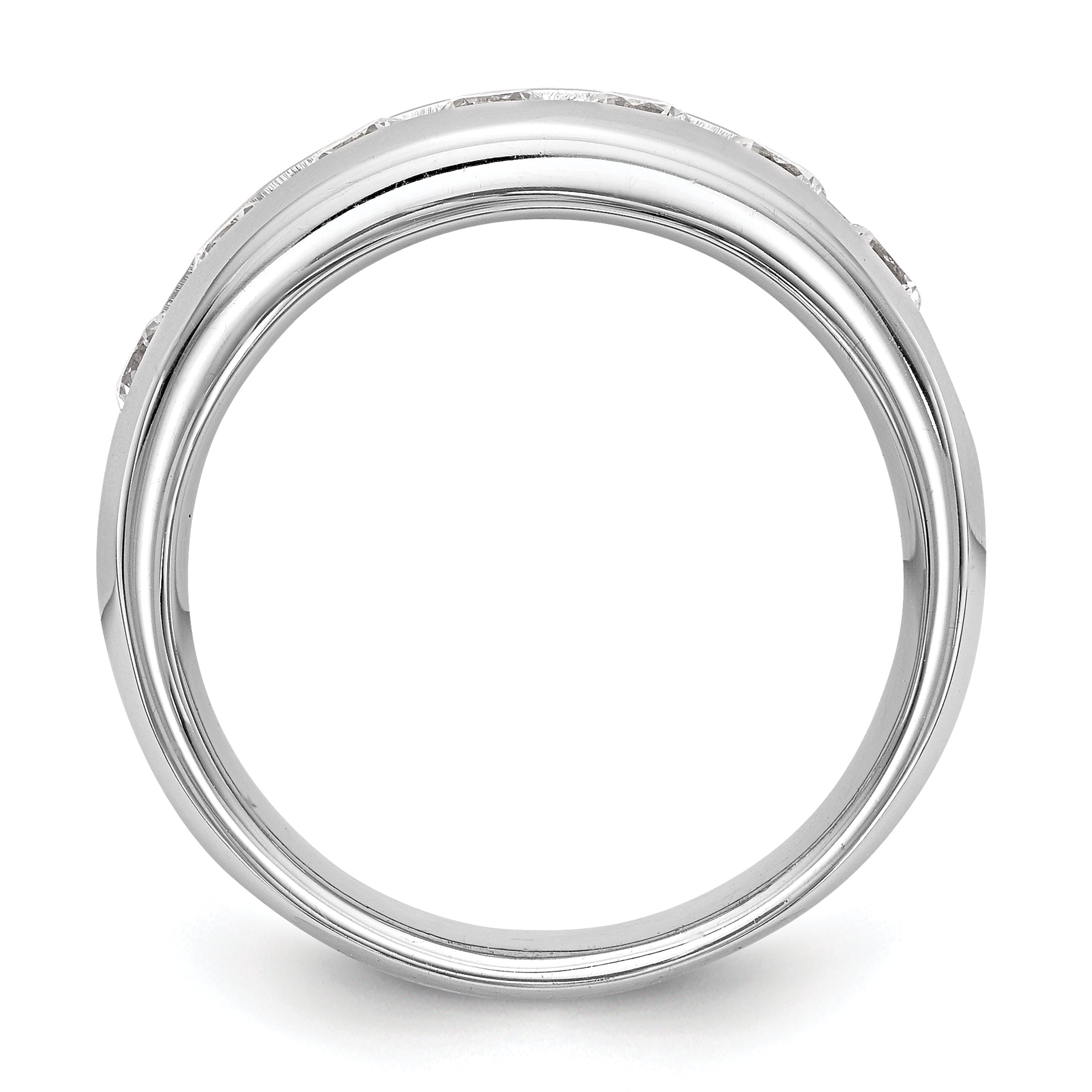1.05ct. CZ Solid Real 14K White Gold 7-Stone Channel Wedding Band Ring