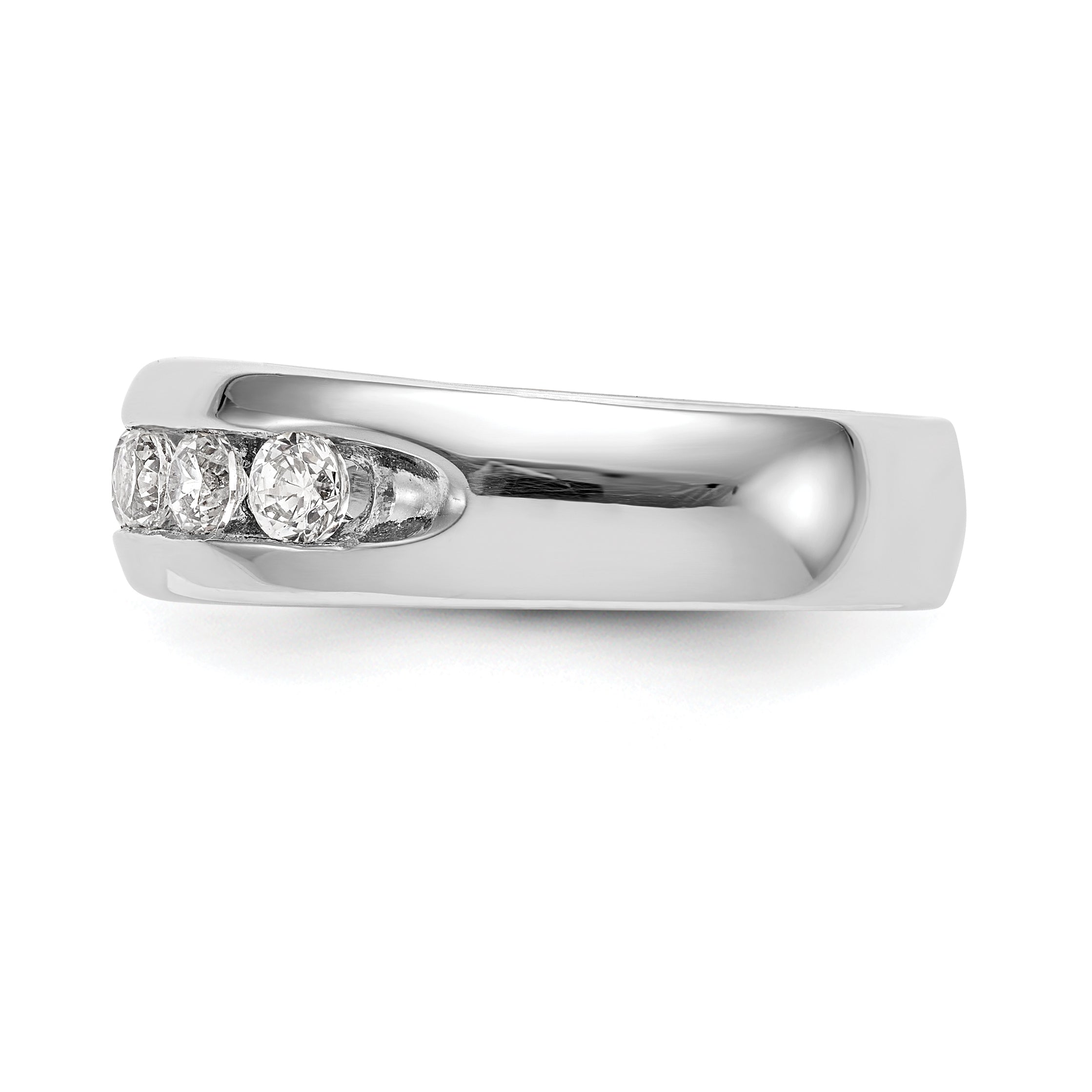 1.05ct. CZ Solid Real 14K White Gold 7-Stone Channel Wedding Band Ring