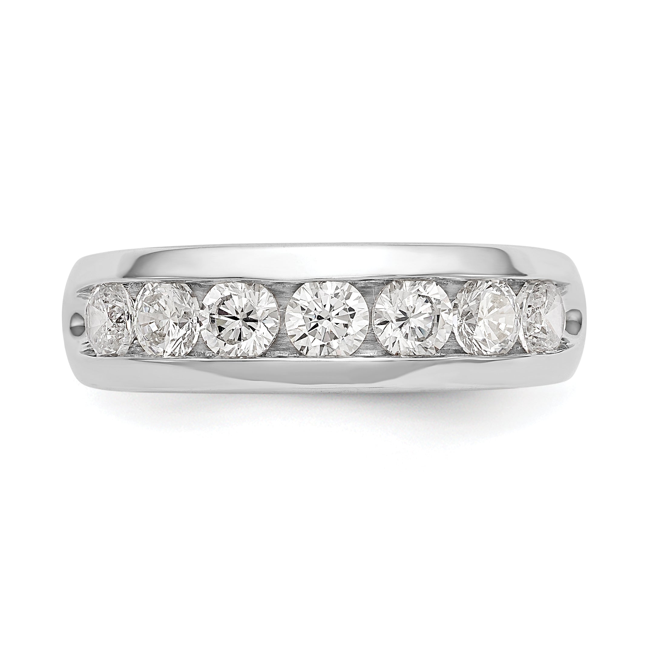 1.05ct. CZ Solid Real 14K White Gold 7-Stone Channel Wedding Band Ring