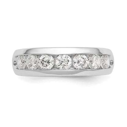 1.05ct. CZ Solid Real 14K White Gold 7-Stone Channel Wedding Band Ring