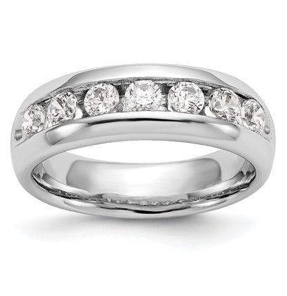 1.05ct. CZ Solid Real 14K White Gold 7-Stone Channel Wedding Band Ring