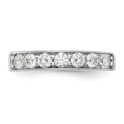 0.70ct. CZ Solid Real 14K White Gold 7-Stone Channel Wedding Band Ring
