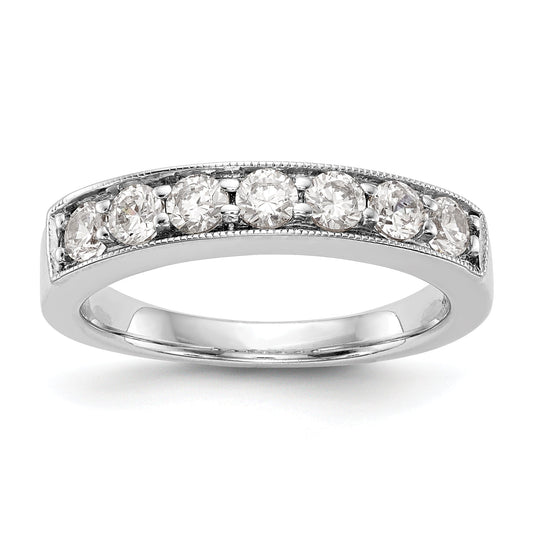 0.70ct. CZ Solid Real 14K White Gold 7-Stone Channel Wedding Band Ring