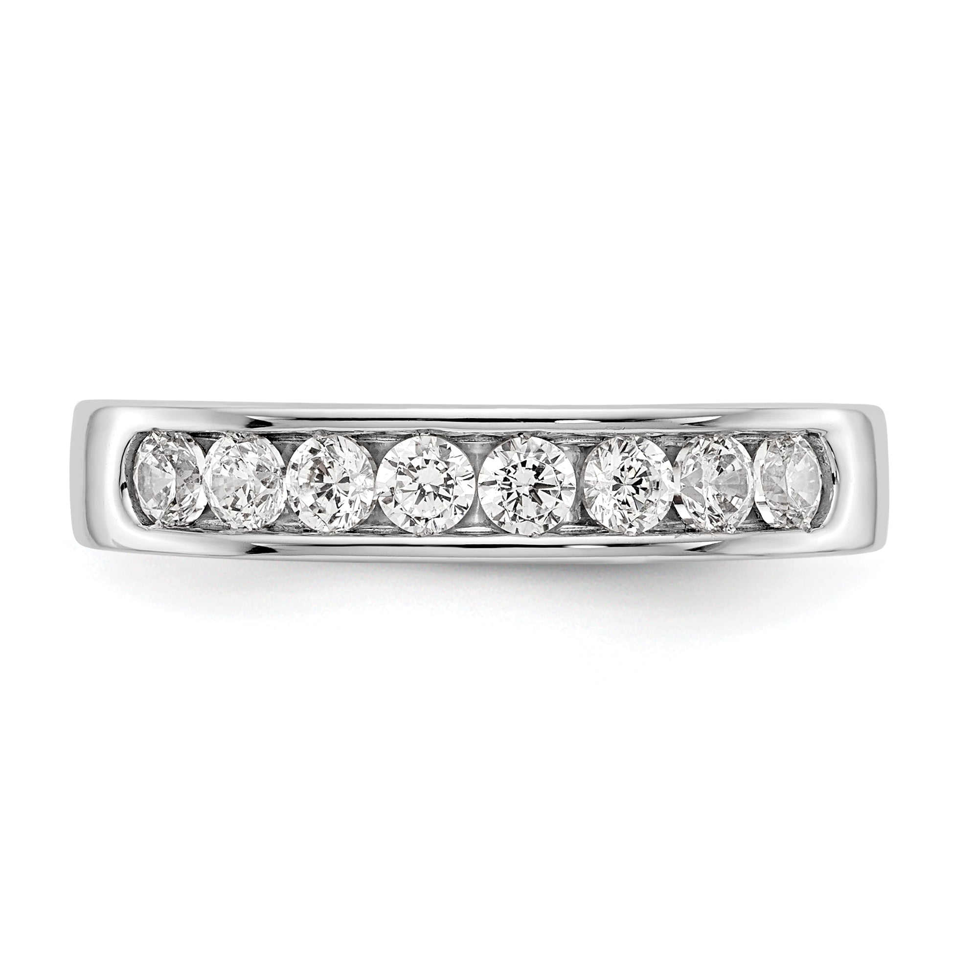 0.47ct. CZ Solid Real 14K White Gold 8-Stone Channel Wedding Band Ring