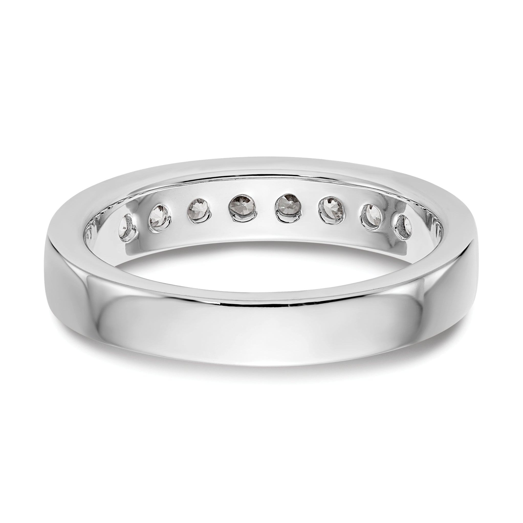 0.47ct. CZ Solid Real 14K White Gold 8-Stone Channel Wedding Band Ring