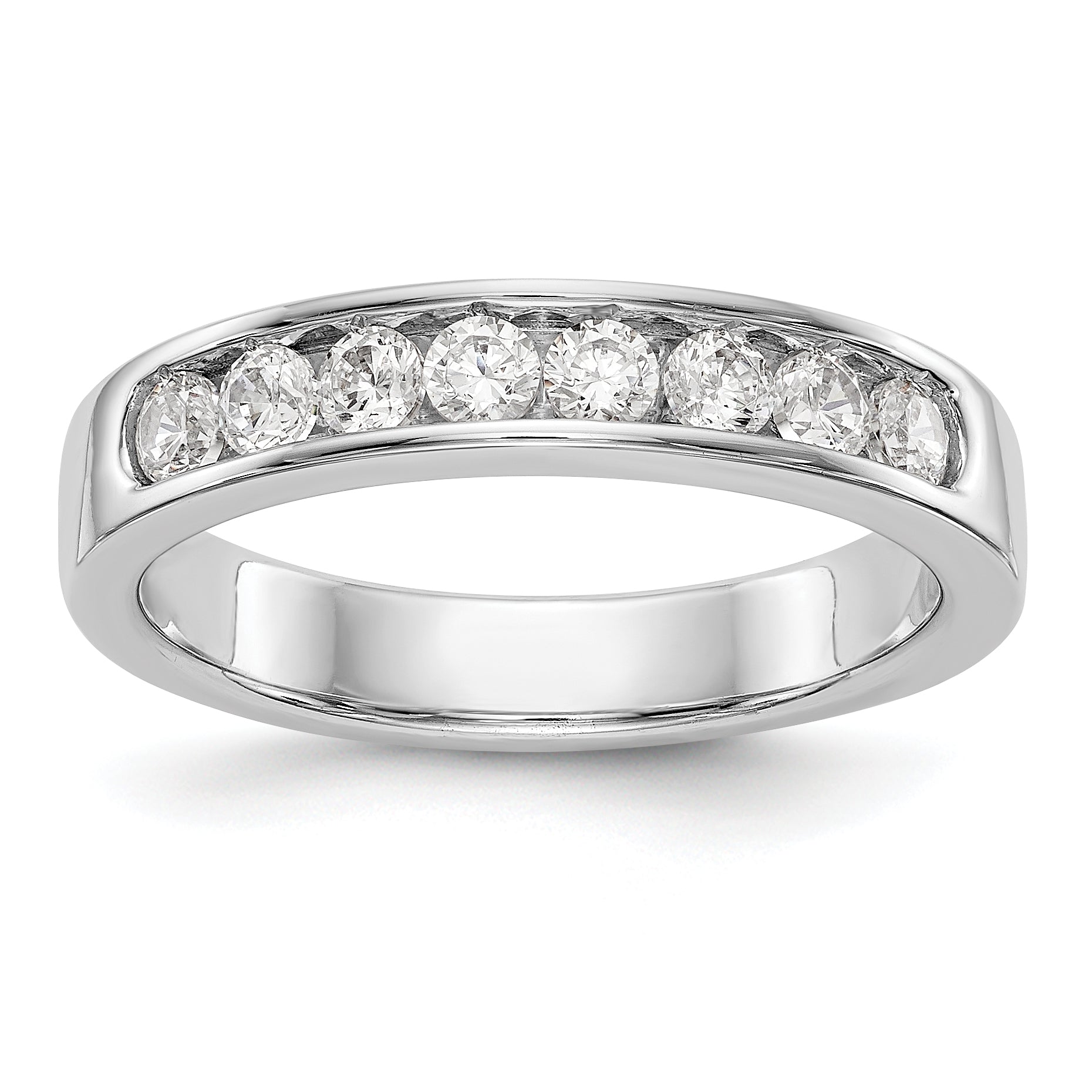 0.47ct. CZ Solid Real 14K White Gold 8-Stone Channel Wedding Band Ring