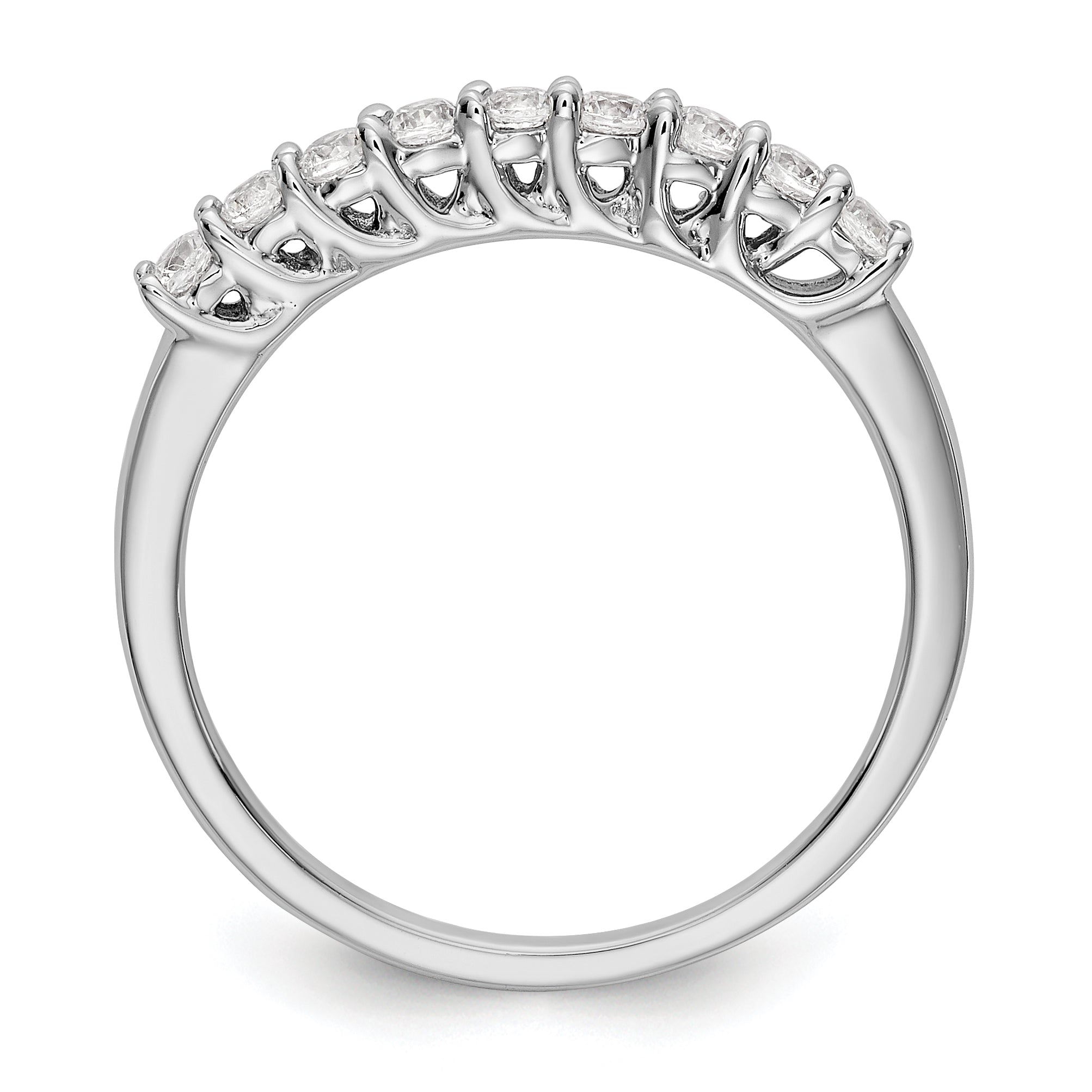 0.31ct. CZ Solid Real 14K White Gold 9-Stone Wedding Band Ring