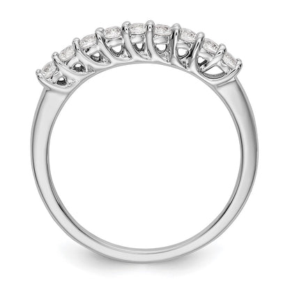 14k White Gold 9-Stone Shared Prong 1/3 carat Complete Round Diamond Band