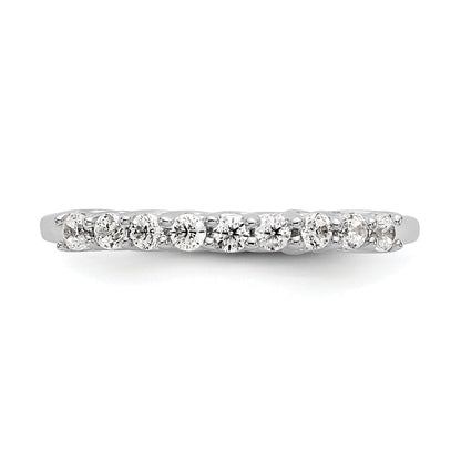 0.31ct. CZ Solid Real 14K White Gold 9-Stone Wedding Band Ring