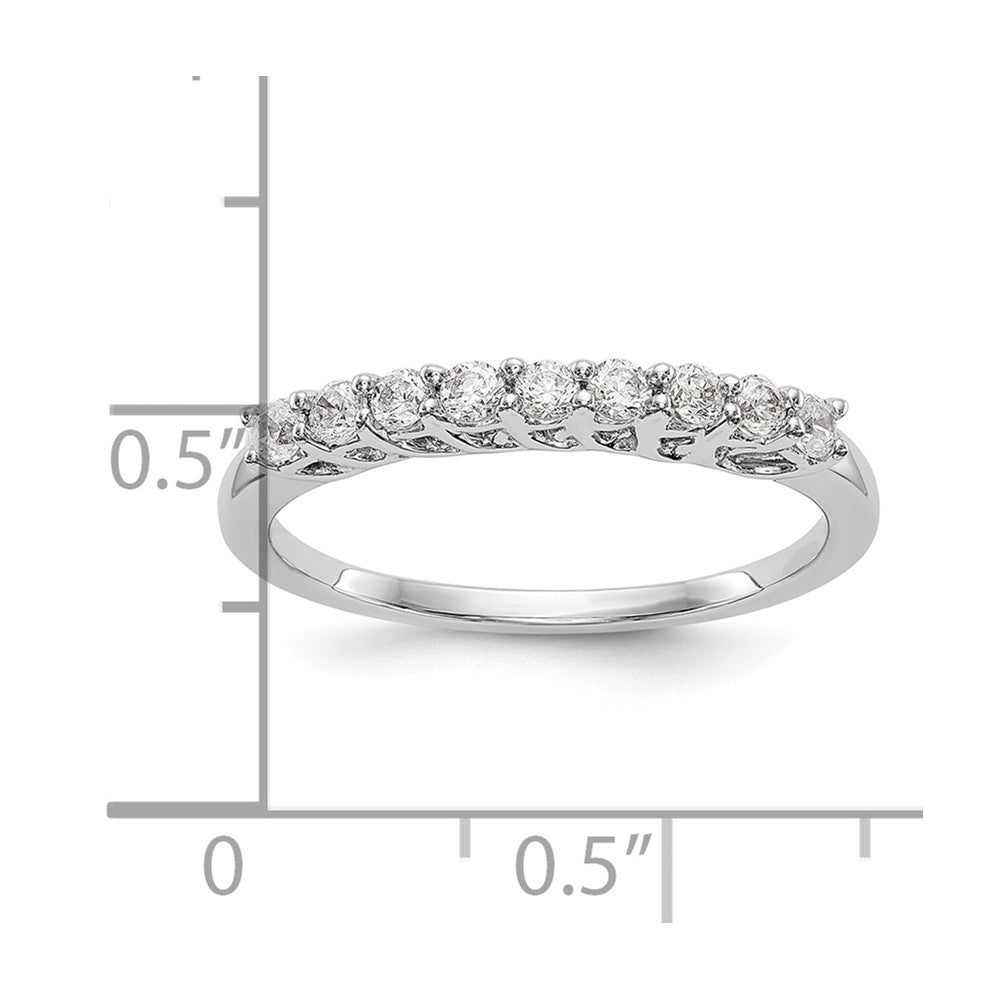 14k White Gold 9-Stone Shared Prong 1/3 carat Complete Round Diamond Band