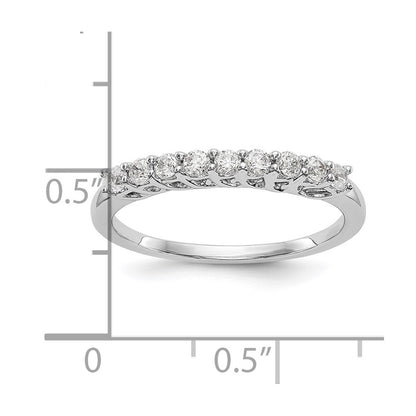 14k White Gold 9-Stone Shared Prong 1/3 carat Complete Round Diamond Band