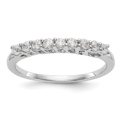 0.31ct. CZ Solid Real 14K White Gold 9-Stone Wedding Band Ring